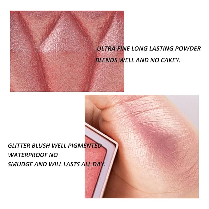Boobeen Highlighter Makeup Palette, Baked Highlighter Bronzer Powder Palette, Shimmer Illuminator Contour Highlighter Powder for Face, Pearl Shine Shades Waterproof Long Lasting-VivaGrace Women