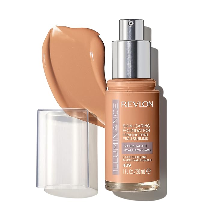 Revlon Illuminance Skin-Caring Liquid Foundation, Hyaluronic Acid, Hydrating and Nourishing Formula with Medium Coverage, 409 Brulee (Pack of 1)-VivaGrace Women
