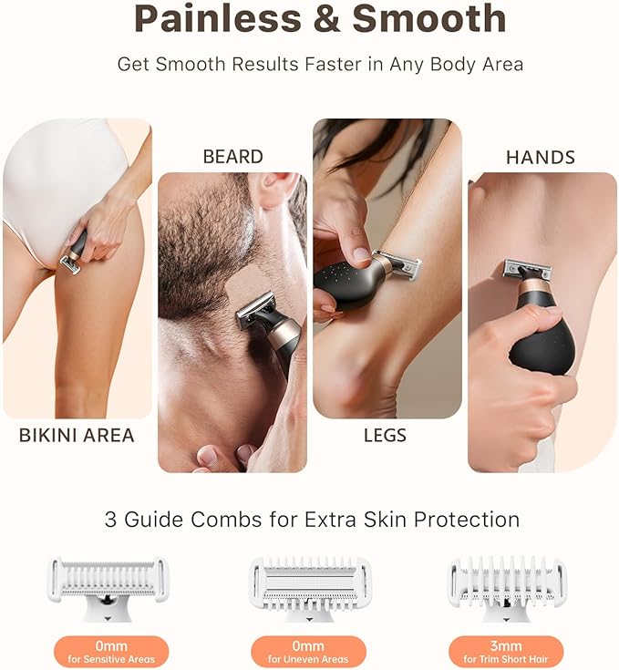 Mini Bikini Trimmer for Women - Intimate Pubic Hair Removal, Electric Body Groomer, Small Portable Wet/Dry Shaver, Magnetic Blade, USB-C Rechargeable with Travel Case, Easy to Clean (Black)-VivaGrace Women