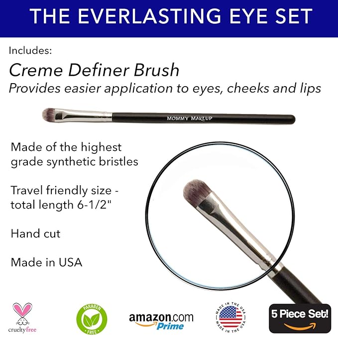 The Everlasting Eye 5 Piece Waterproof Makeup Set. Gel Eyeliner, Creme Eyeshadow, 2 brushes and Mesh Bag. Paraben-free, Talc-free, Cruelty-free. Cameo/Chocolate Kiss 2302-VivaGrace Women