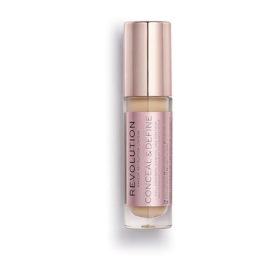 Makeup Revolution Conceal and Define Concealer, Full Coverage & Matte Finish, C7.5 for Medium/Tan Skin Tones, Vegan & Cruelty-Free, 0.7 Fl Oz-VivaGrace Women