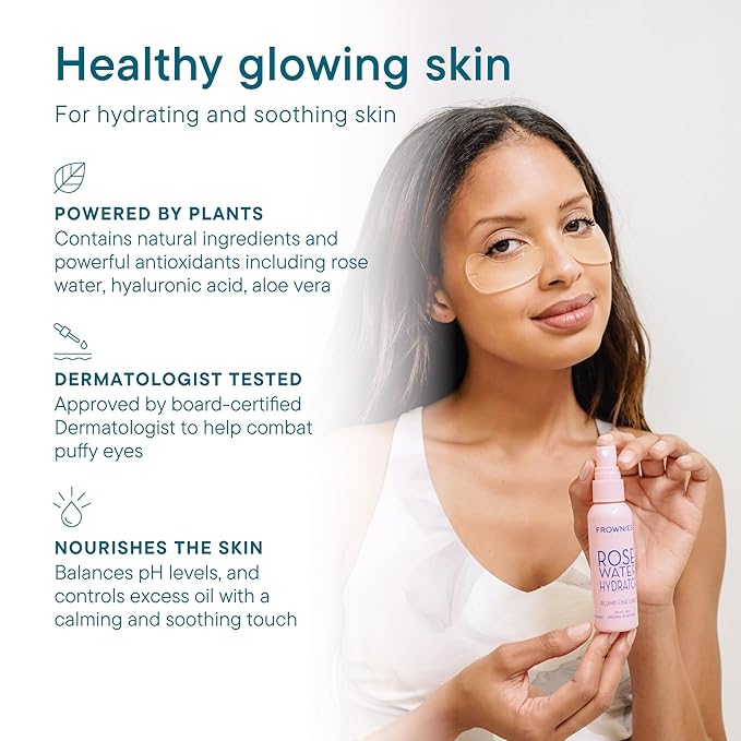 Frownies Rose Water Hydrator Spray - Hydrating Face Mist - Oil Control Toner for Face - Suitable for All Ages and Skin Types, 2oz-VivaGrace Women