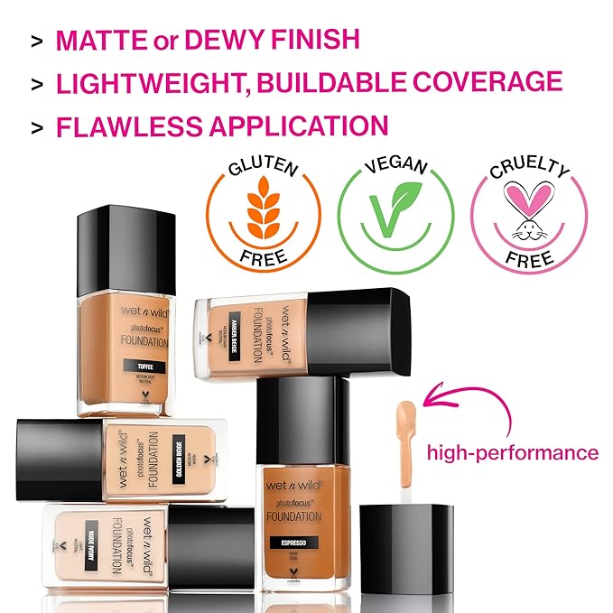 wet n wild Photo Focus Dewy Liquid Foundation Makeup, Bronze Beige-VivaGrace Women