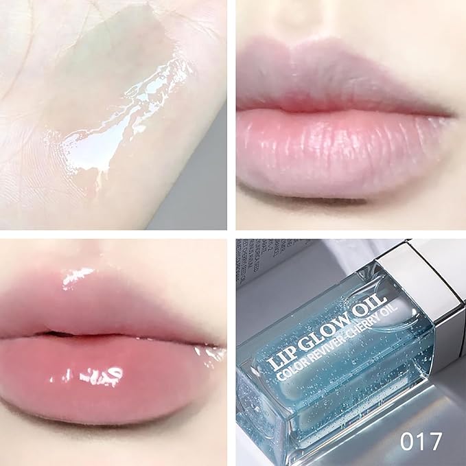 Hydrating Lip Glow Oil, Lip Oil Gloss Transparent Toot Tinted Nourishing Long Lasting Repairing Lightening Lip Lines (ALOE) 0.2 OZ-VivaGrace Women