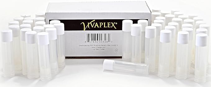 Vivaplex 50, Clear, Empty, 5.5 ml Lip Balm Tubes with White Caps-VivaGrace Women