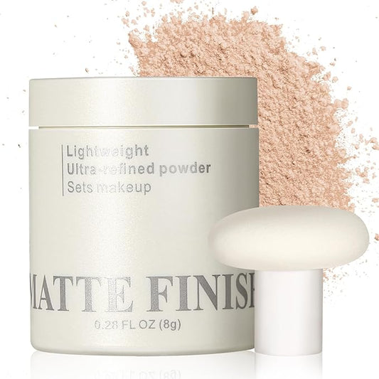 Erinde Nude Translucent Matte Setting Powder with Puff, Face Loose powder Makeup, Oil Control Finishing Powder, Lightweight Blurring Powder, Waterproof, 24H Long-Lasting, Creates Soft Focus Effect-VivaGrace Women