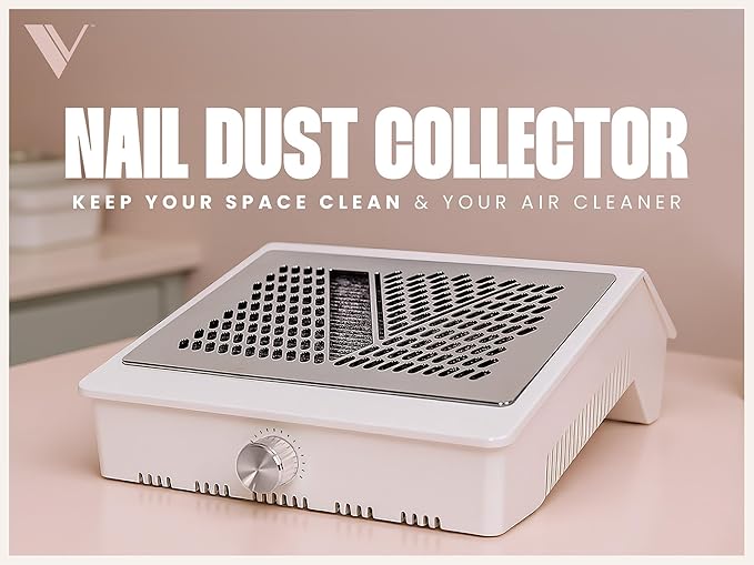 V Beauty Pure Nail Fan Dust Collector - Nail Dust Extractor and Catcher Vacuum, Sleek, Lightweight, and Adjustable Salon Fan with Activated Charcoal Filter, Acetone-Resistant Design-VivaGrace Women