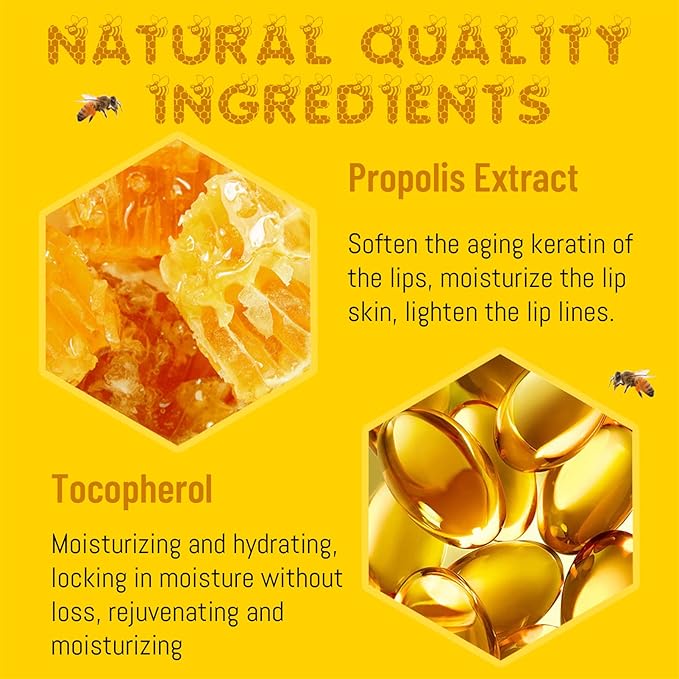 2PCS Bee Lip Balm Honey Pot, Honey Pot Lip Balm for Dry Cracked Lips, Strawberry Lip Balm Scrubs Exfoliator & Moisturizer, Hydrating Lip Balm Honey Pot with Wand, Lip Sleeping Mask (A)-VivaGrace Women