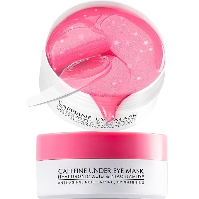 Under Eye Patches for Dark Circles: Caffeine Gel Masks for Puffiness Undereye Bags Wrinkles - Instant Brightening Moisturizing Skin Treatment Pads - Gift for Mom Traveler Night Worker, 30 Pairs (Pink)-VivaGrace Women