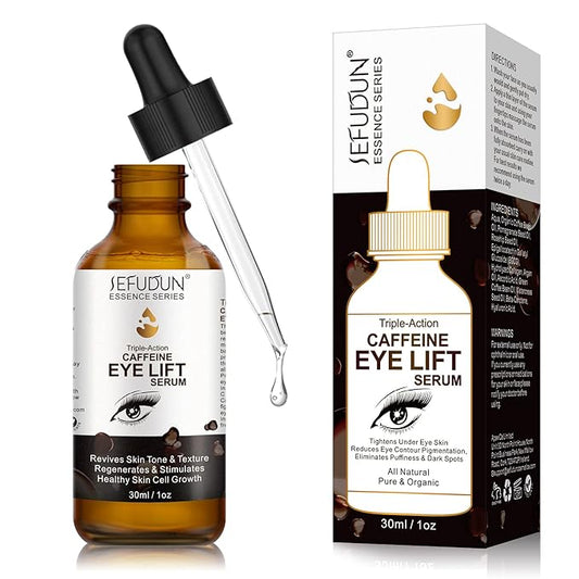 Caffeine Eye Serum, Eye Lift Serum with Vitamin C, Hyaluronic Acid, Collagen - Reduces Puffiness, Dark Circles, Under Eye Bags 1 oz / 30 ml-VivaGrace Women