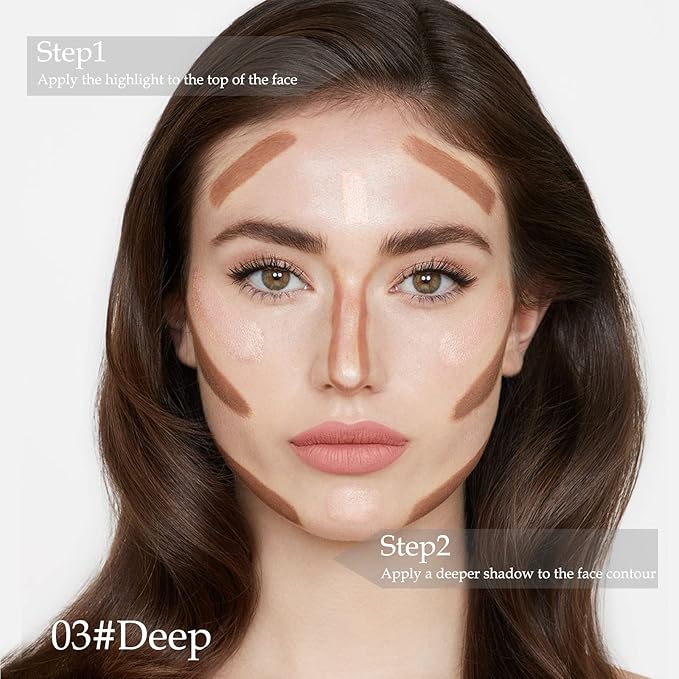 Boobeen Highlight and Contour Stick Dual-ended Contouring Cream Makeup Pencil Kit, Long Lasting & Waterproof Face Bronzer and Highlighter Makeup Stick Shadow Pen, Pack of 1-VivaGrace Women