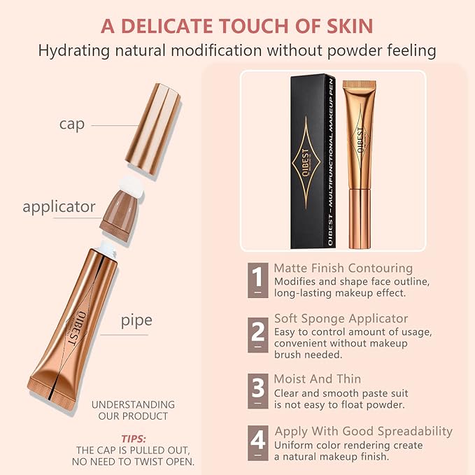 Liquid Contour Beauty Wand Set,Blush Liquid Contour Stick Highlighter Makeup With Cushion Applicator,Long Lasting Smooth Natural Matte Finish,Lightweight Blendable Super Silky Cream Sticks (01#03#05)-VivaGrace Women