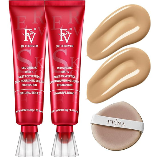FV Waterproof Foundation, Lightweight & Medium Coverage Foundation with Matte Finish, Oil Control Long Lasting Liquid Foundation Makeup for Oily Normal Skin (Natural Beige)-VivaGrace Women