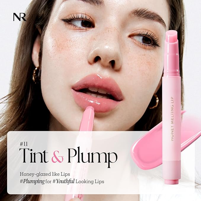 Nature Republic HONEY MELTING LIP PLUMPING (11 PINK) SOFT LIP STICK Tint & Plump Hydrating Gloss, Moisturizing balms, Volumizing formula & Sheer tint, Glowy Finish, korean make up-VivaGrace Women