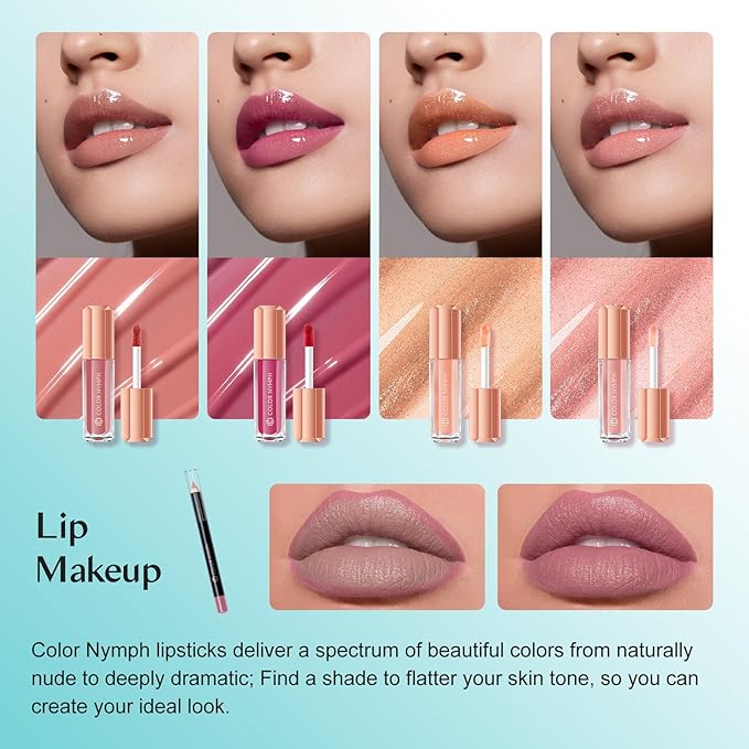 Color Nymph All In One Makeup Kit Comestics Gifts for Girls Teens, Travel Makeup Set 4 Trays Train Case for Beginner Includes Eyeshadow Highlighter Lipgloss Blush Concealer Brush Eyeliner Lipbalm-VivaGrace Women