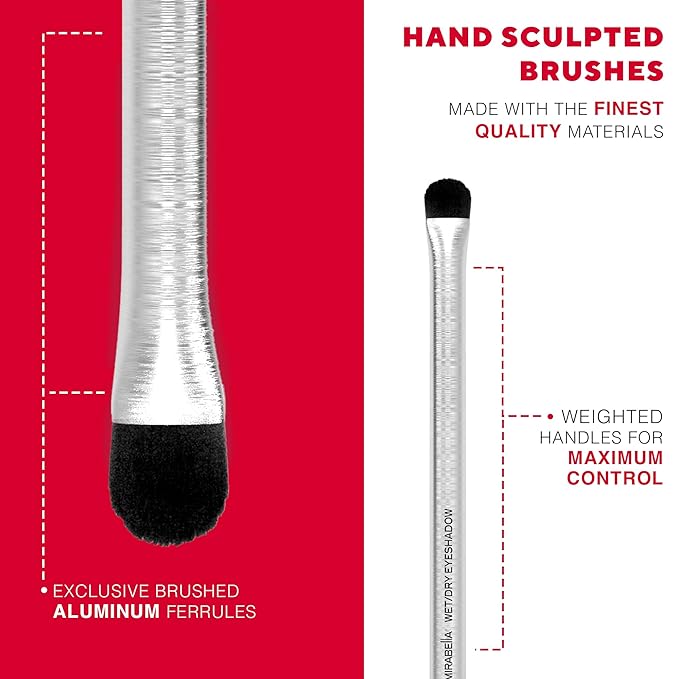 Mirabella Wet & Dry Eyeshadow Brush, Premium Professional Makeup Brush Collection, Cruelty-Free Synthetic Bristle Brush, Hand-Sculpted Brushed Aluminum Handle, Luxury Blending Brush for Makeup-VivaGrace Women