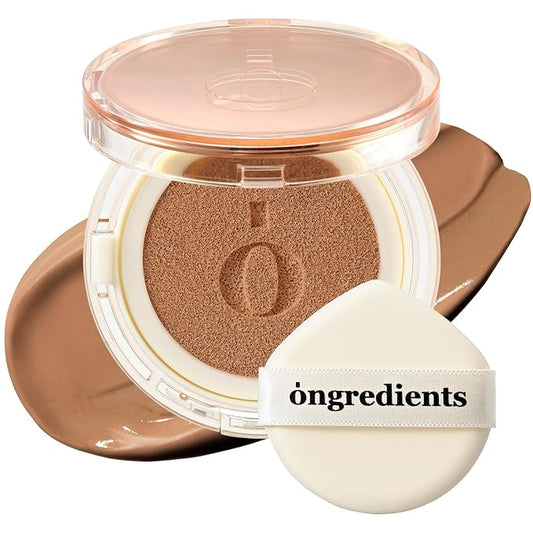 Skin Barrier Glow Cover Cushion, All-day Coverage, Glow Finish, Lightweight, Skincare-Like Texture, Non-cakey Makeup, Korean Cushion Foundation (#43N Moonlight, 0.49 oz)-VivaGrace Women