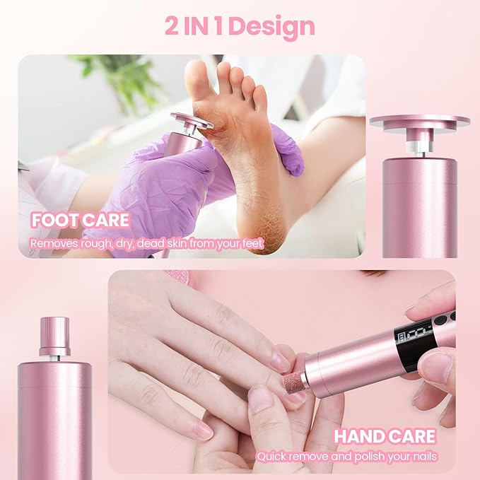 Electric Callus Remover for Feet, Rechargeable Professional Electronic Foot File Nail Grinder,9 Adjustable Speed Foot Sander Scrubber Pedicure Tool for Dry Dead Skin with Sandpaper Discs (Pink)-VivaGrace Women