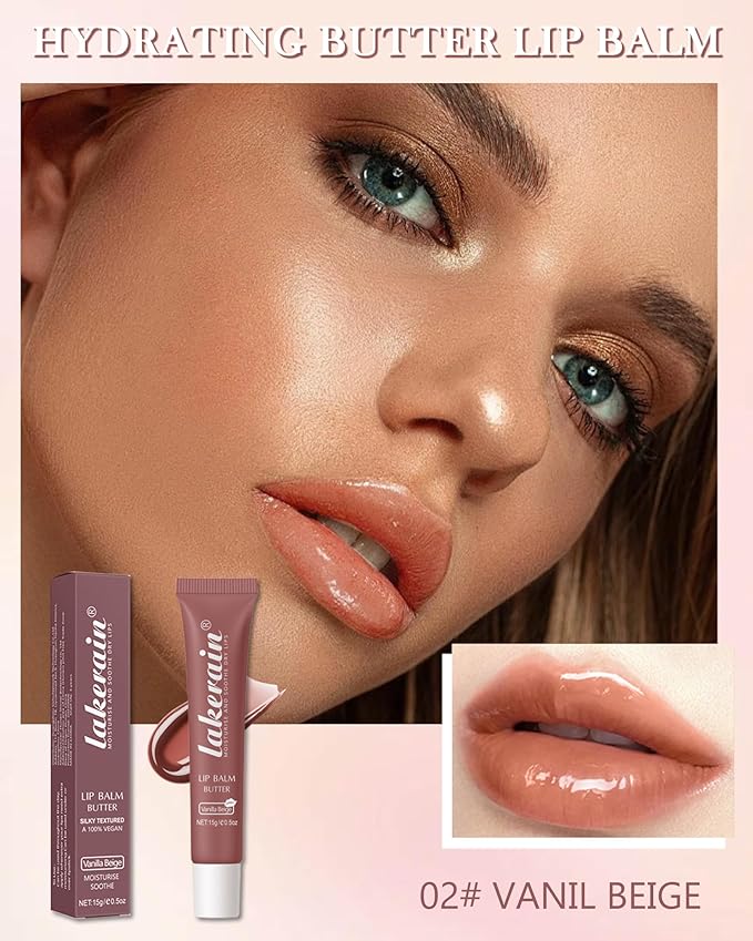 Lip Butter Balm Vanilla Beige, Hydrating Tinted Butter Lip Gloss,Sheer Lipgloss Lip Care Moisturizer,Smooth Lip Treatment,Non-Sticky Jelly Glow Reviver Fat Lip Oil,Women’s Day Makeup Gift for Women-02-VivaGrace Women
