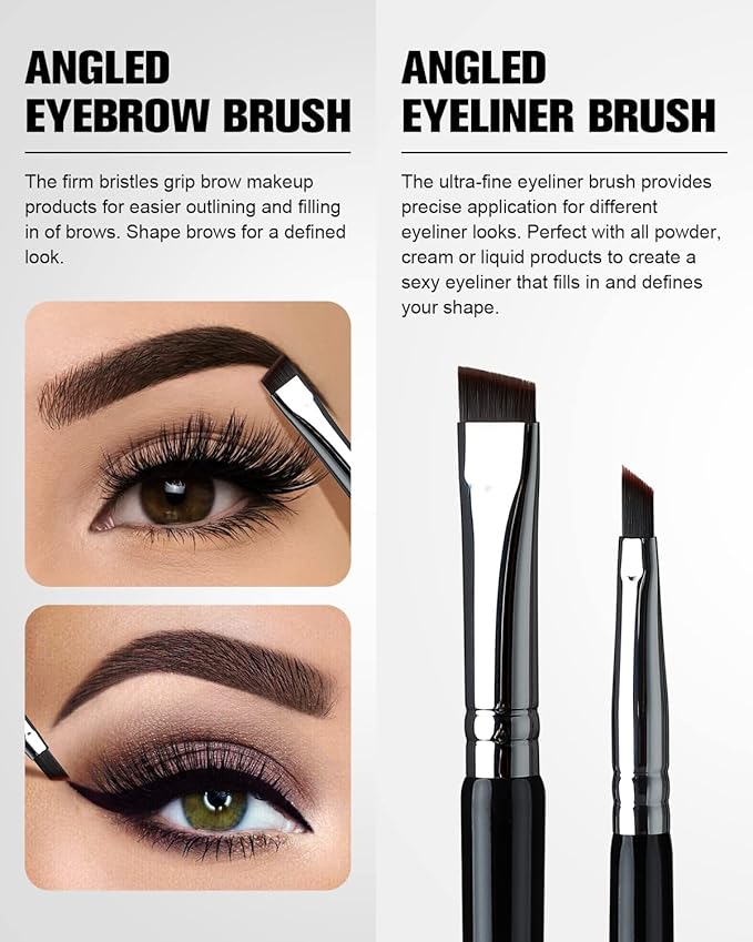 Eyebrow Brush & Eyeliner Brush, EigshowBeauty Double-Ended BrushesOne Brush For 2 Uses - Black (D104)-VivaGrace Women