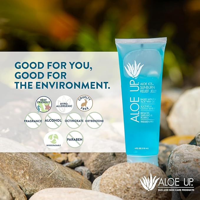 ALOE UP Ice Sunburn Relief Jelly - Pure Aloe Vera Gel Sunburn Relief for Adults & Kids, Aloe Vera Gel Face & Body, Natural Cruelty-Free Aloe Gel, Aloe Vera Gel Skin Lotion - 4 Oz (2pack)-VivaGrace Women