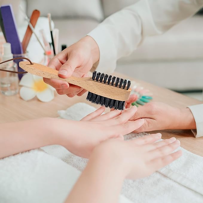 Takavu Nail Brush Black Boar Bristles, Natural Wood Handle, Nail Cleaning Brush for Scrubbing Fingernail Toenail Hand Feet, Dual Sided for Regular Manicure Nail Care Hygiene-VivaGrace Women