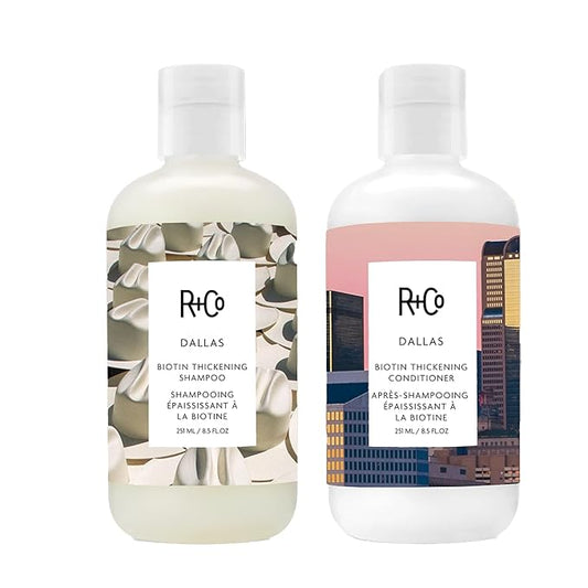 R+Co Dallas Biotin Hair Thickening Shampoo and Conditioner Set (8.5 Oz) + Deluxe Sample (.5 Oz) | For Hair Growth | Sulfate-Free | Vegan + Cruelty-Free |-VivaGrace Women