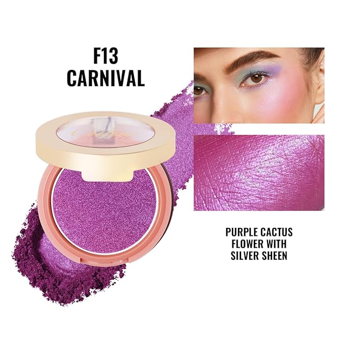 Oulac Luminisers Powdery Blush for Cheeks Sliky Glow,Brighten Skin As Highlighter Blush Makeup, Shimmer Blusher,Buildable and Vegan Cosmetics,4.8g F13 Carnival-VivaGrace Women