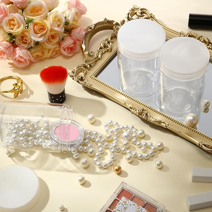 SATINIOR 24 Pieces Empty Clear Plastic Jars with Lids Round Storage Containers Wide Mouth for Beauty Product Cosmetic Cream Lotion Liquid Butter Craft and Food(Clear Lid,10 oz)-VivaGrace Women