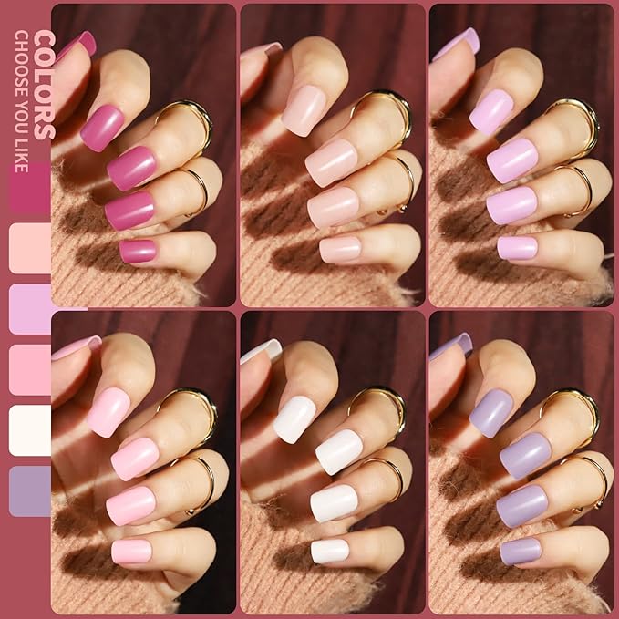 Teenitor Short Square Press On Nails With Nail Glue, 288Pcs Short Fake Nails 12 Colors Short Glue On Nails, Short Nails Press On Square False Nails For Wide Nail Bed