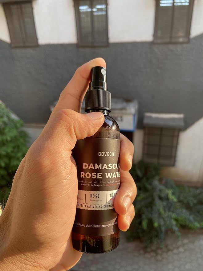 Govedic Rose Water Spray for Face Made with Damask Rose Petals, All-Natural Formula, No Dyes or Alcohol, Suitable for All Skin & Hair Types 100ml 3.38 Oz-VivaGrace Women