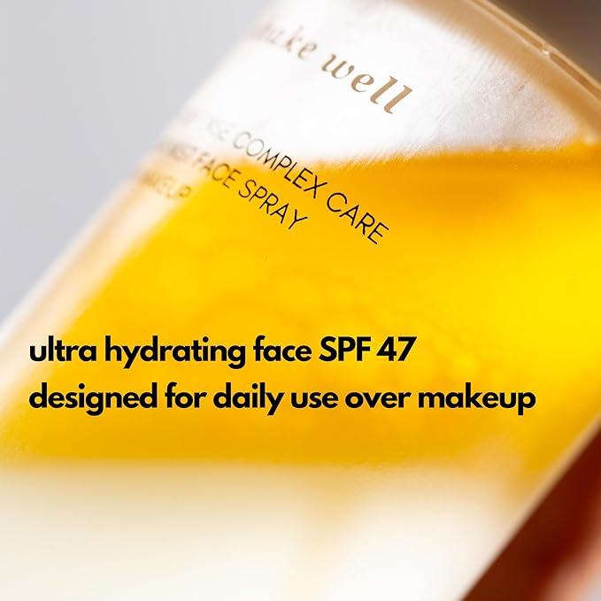 | PLUXOS 47 | SUNSCREEN + SKINCARE SPF 47 FACE MIST SPRAY (Peach) | SUN DEFENSE COMPLEX CARE | Apply Over Makeup, Broad Spectrum, Clear, Light, Vegan, Hydrate, Fight Acne, Anti-Aging, Cell Repair-VivaGrace Women