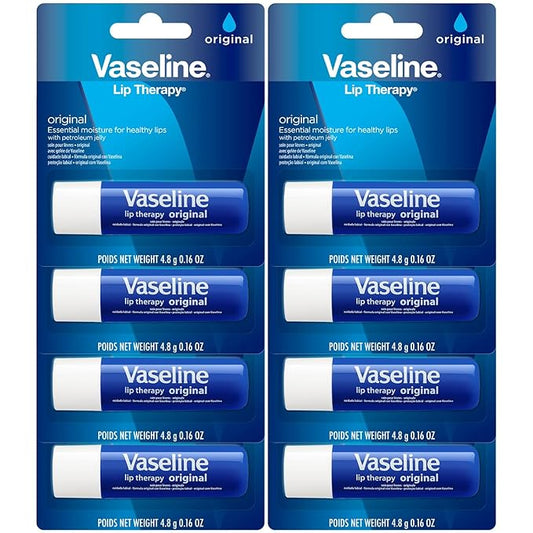 Vaseline Lip Therapy Original, Fast-Acting Lip Moisturizer For Very Dry Lips, Lip Balm Stick, 0.16 Oz Ea (Pack of 8)-VivaGrace Women