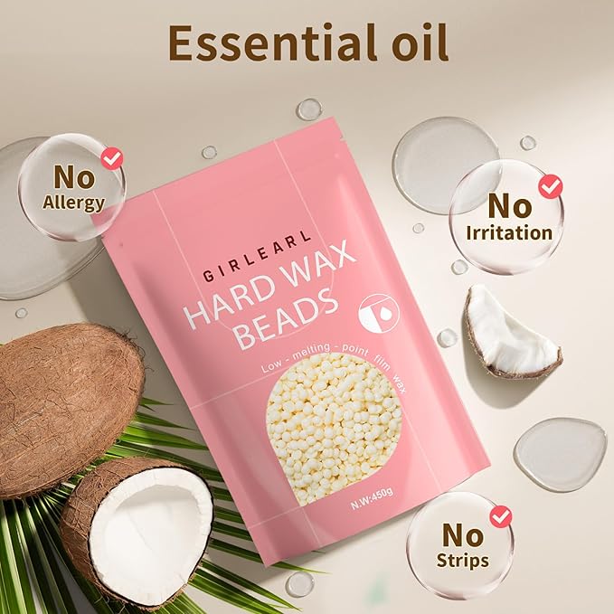 Hard Wax Beads, 1lb Wax Beans for Hair Removal, Hard Wax for Sensitive Skin at Home, Wax Refill Perfect for Eyebrow, Facial, Brazilian Bikini, Legs and Full Body for Women and Men (Cream)-VivaGrace Women