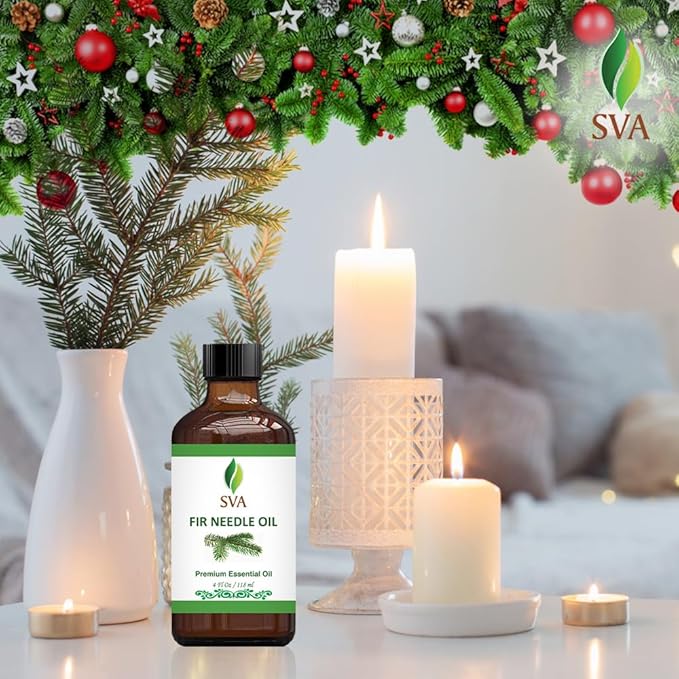 SVA Fir Needle Essential Oil – 4 Fl Oz – 100% Natural Fir Needle Oil - for Diffuser, Hair Care, Face, Skin Care, Aromatherapy, Scalp and Body Massage, Soap and Candle Making – with Dropper-VivaGrace Women