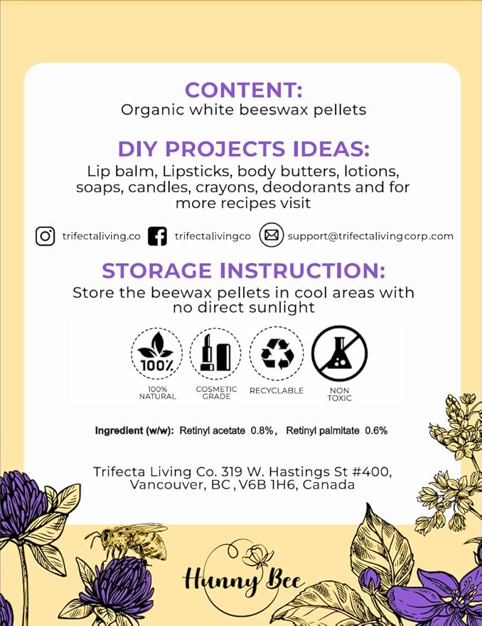 Trifecta Living Co.'s Beeswax Pellets - 100% Pure Bees Wax Perfect for DIY Candles, Skincare, and More! Discover The Creative Possibilities with Our Versatile, Pure Beeswax Pellets!-VivaGrace Women