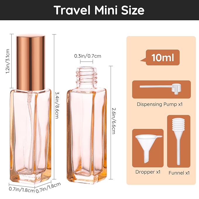Segbeauty 5pcs 10ML Perfume Travel Refillable, Mini Cologne Perfume Bottles Empty, Portable Atomizer Sprayer for Perfume Travel Size Spray Bottle Pocket Glass Spray Bottles Toiletries Sample Dispenser-VivaGrace Women