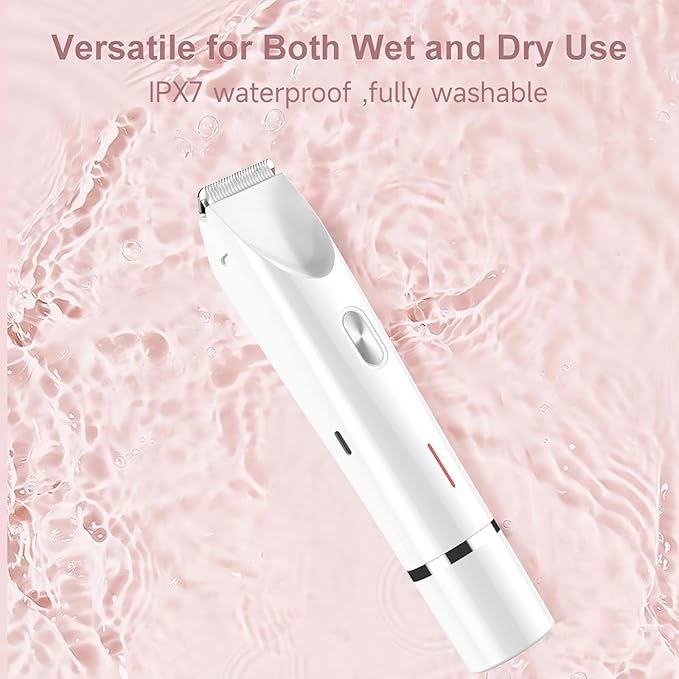 Bikini Trimmer for Women Electric Razors for Women, Double Head Dual Purpose, IPX7 Waterproof Hair Razor, Ceramic Blade Hair Trimmer Wet & Dry Use,Womens Painless Electric Shaver for Facial and Body-VivaGrace Women