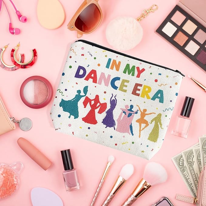 My Dance Era Canvas Zipper Cosmetic Bag, Small Makeup Bag for Women, Friends, Daughter, Sister for Dancers, Dancer Birthday Gifts for Girls (White)-VivaGrace Women