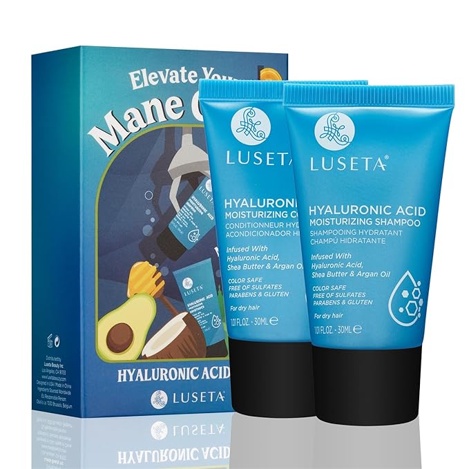 Luseta Hyaluronic Acid Moisturizing Shampoo & Conditioner Set for Dry and Damaged Hair, Sulfate Free Shampoo and Conditioner for Women Infused with Argan Oil and Shea Butter Paraben-Free 2 x 1.01oz-VivaGrace Women