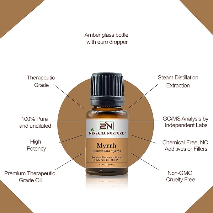 Myrrh Essential Oil 100% Pure Premium Therapeutic Grade, Undiluted - Aromatherapy Diffuser for Calm and Relaxation, Skin Care, Hair Care-VivaGrace Women