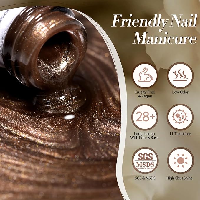 Born Pretty Cat Magnetic Eye Gel Nail Polish, 6 Colors Retro Magnetic Glitter Gel Polish Set Silver Pink Red Nail Polish Kit Soak Off LED Nail Art DIY Salon Gift-VivaGrace Women