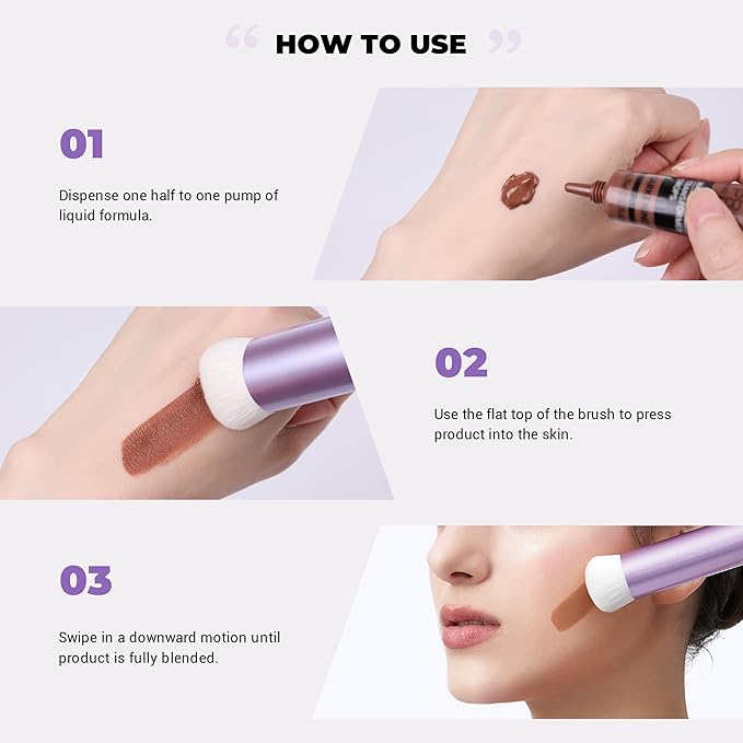 Jessup Foundation Brush for Liquid Makeup, Face Kabuki Makeup Brush for Contour Powder Blush and Bronzer, Ultra-Soft Fiber Perfect for Blending Liquid AS003-VivaGrace Women