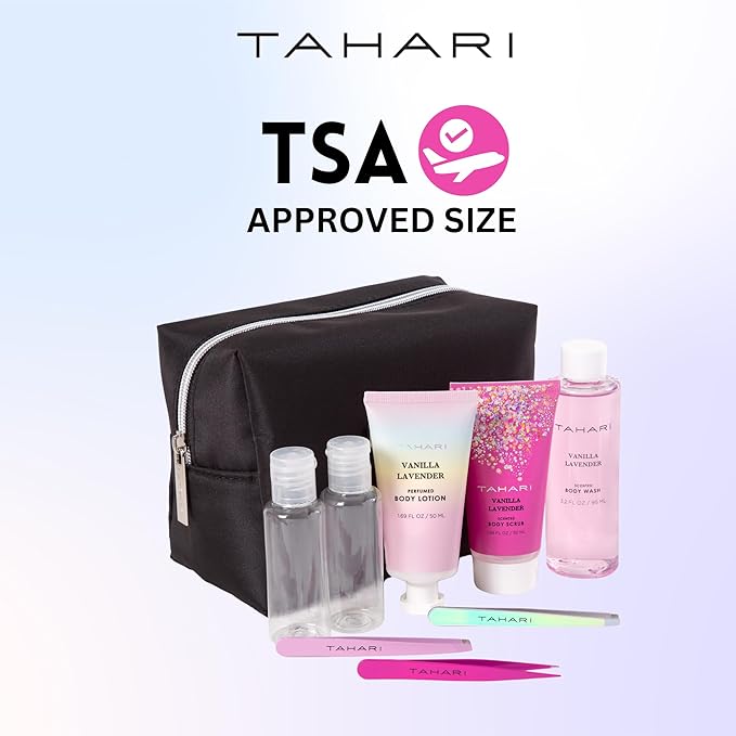 Tahari Spa Gift Set for Women, Vanilla Lavender Spa Set, Bath Kit for Women Gift Set Includes Body Lotion, Body Wash, Hand Cream, Lotion Gift Set for Women, Birthday Gifts For Women - (Black)-VivaGrace Women