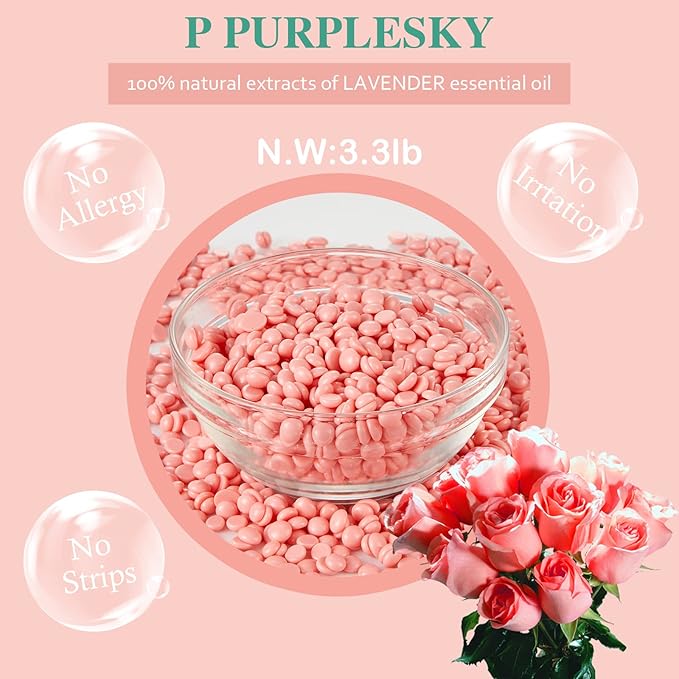 Wax Beads Bulk, 52.8oz Depilatory Painless Wax Beans Quick Hair Removal for Body Skin, Long Lasting for Back, Chest, Leg, At Home Waxing Choice