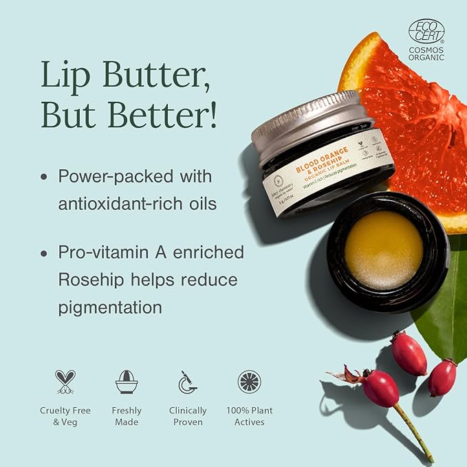 Juicy Chemistry - Organic & 100% Natural Lip Balm for Women with Anti-Ageing and Pigmented Lips w/Blood Orange & Rosehip (5gm)-VivaGrace Women