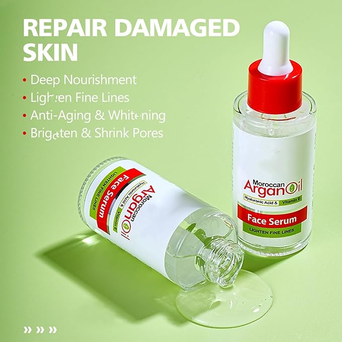 Argan Oil for Face, Argan Oil Skin Care Gift Set for Skin, Vitamin E Serum for Face, Dry Skin Care Routine Kit for Women, Deeply Moisturizing Skin Care for Dry Skin, Retinol & Vitamin E Cream-VivaGrace Women