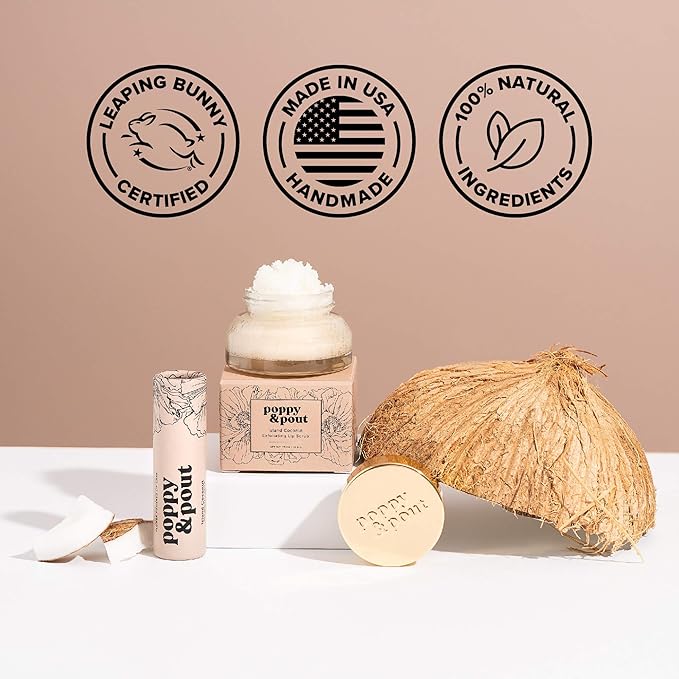 Poppy & Pout Island Coconut Jumbo Lip Balm | All Natural Lip Balms & Moisturizers | Hydrates with Beeswax, Vitamin E, Organic Coconut Oil | Cruelty-Free | Lip Balm in Recyclable Cardboard Tube-VivaGrace Women