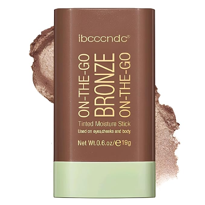 On-The-Go Bronzer Stick,Multi-Use Cream Contour Stick,Natural Long Lasting Face Bronzer,Smooth Highlighter Contour Stick,Bronze Contour Makeup Facial Shaping,04 Beach Glow-VivaGrace Women