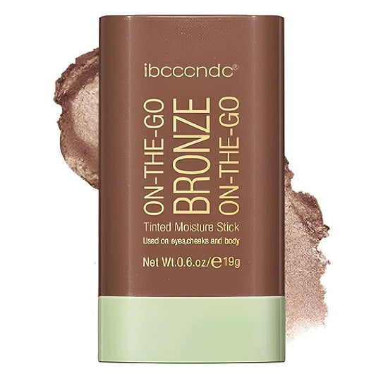 On-The-Go Bronzer Stick,Multi-Use Cream Contour Stick,Natural Long Lasting Face Bronzer,Smooth Highlighter Contour Stick,Bronze Contour Makeup Facial Shaping,04 Beach Glow-VivaGrace Women